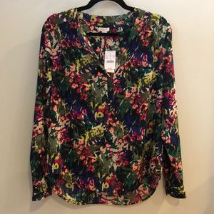 J Crew floral long sleeve blouse, NWT, size small